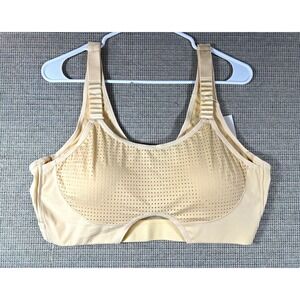 HoneyCurve Womens Wireless Sports Bra 3XL Beige Mesh Hook & Eye Back